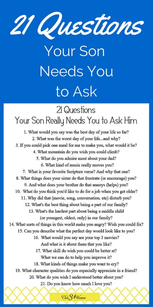 Free Printable 21 Questions Your Son Really Needs You To Ask Him Club 31 Women 4852