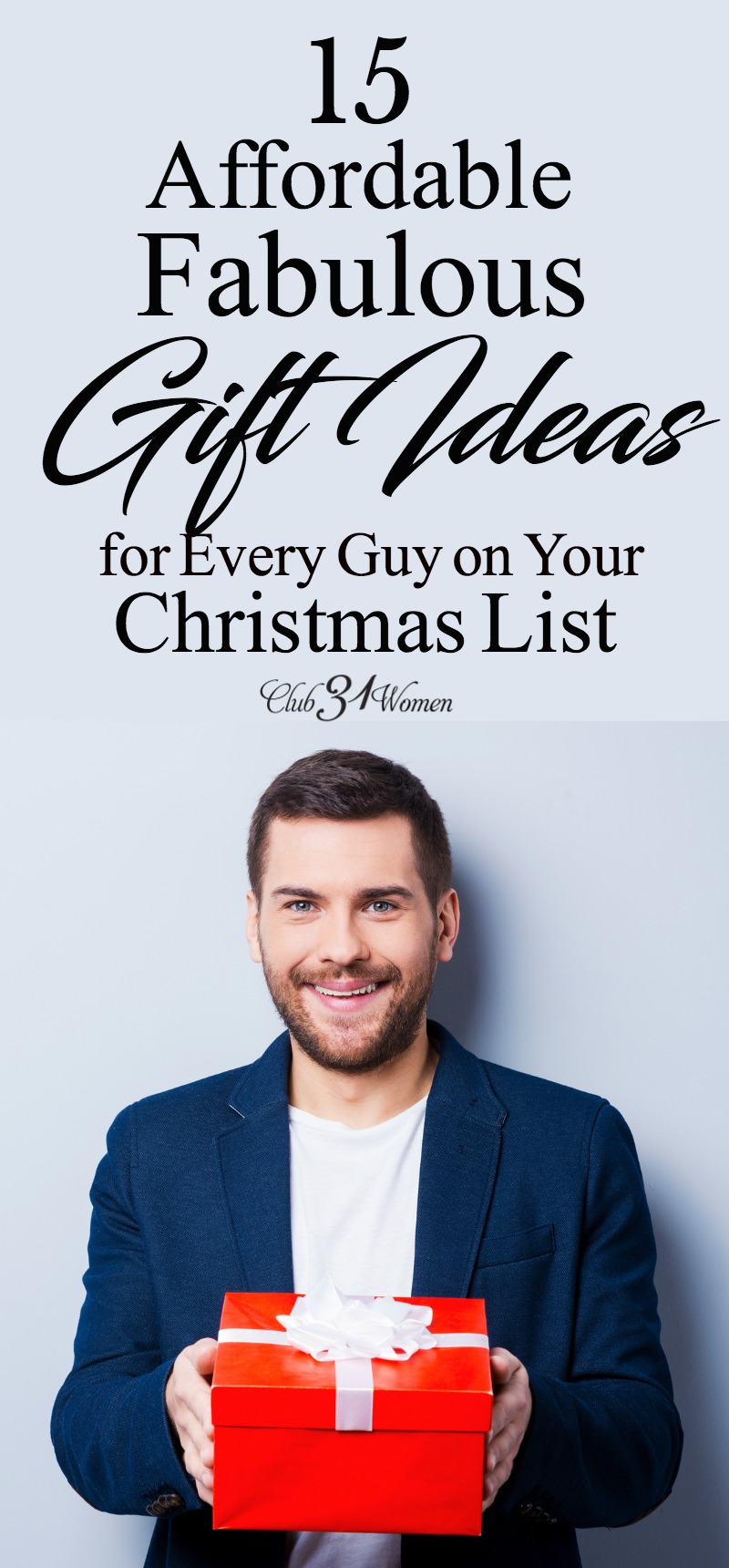 Looking for thoughtful gift ideas for your Christmas list? Here's a terrific affordable list for those great guys during the holiday season! via @Club31Women