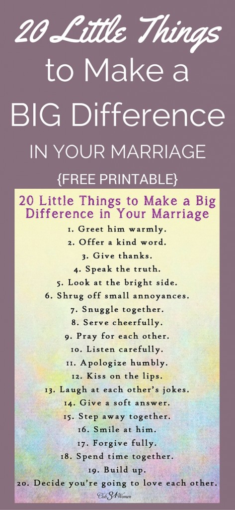 20 Little Things to Make A Big Difference - Free Printable
