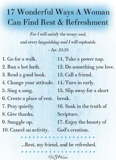 17 Wonderful Ways A Woman Can Find Rest & Refreshement  - Printable