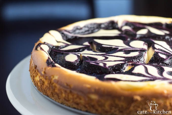 Beautiful Blueberry Swirl Cheesecake