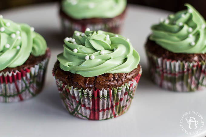 Minty Brownie Espresso Cupcakes