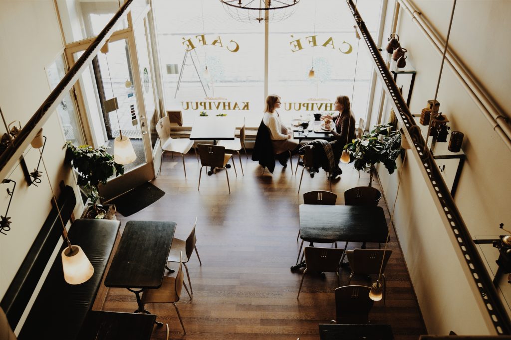 Two friends in a cafe