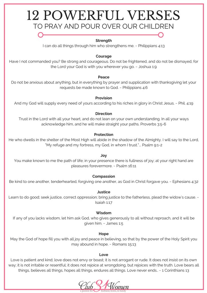 12 Powerful Verses to Pray Over Our Children {with free printable