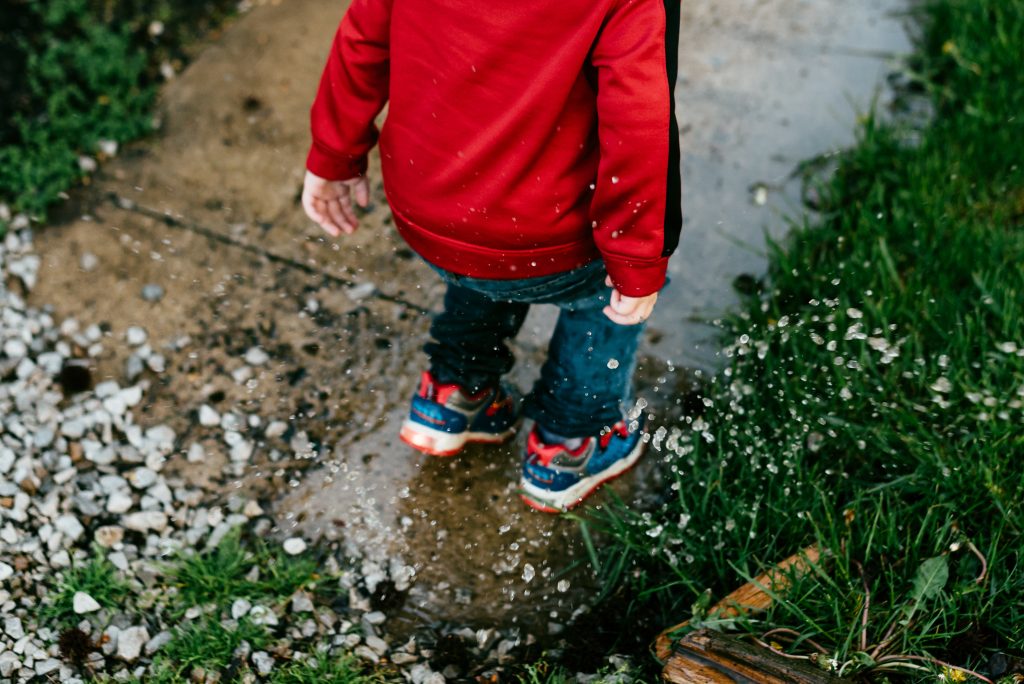 Splashing in puddle