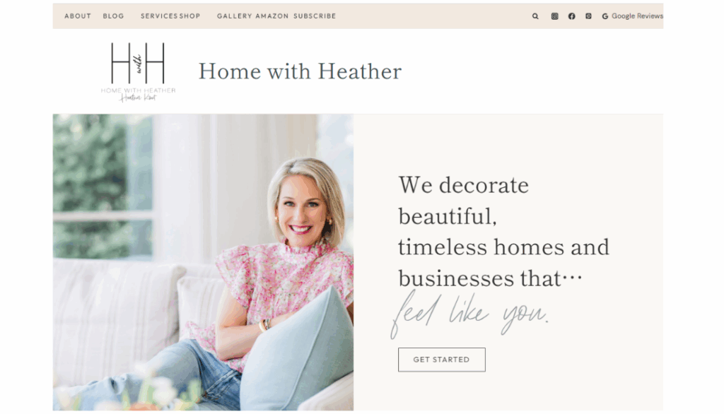 Heather Krout's blog page screenshot