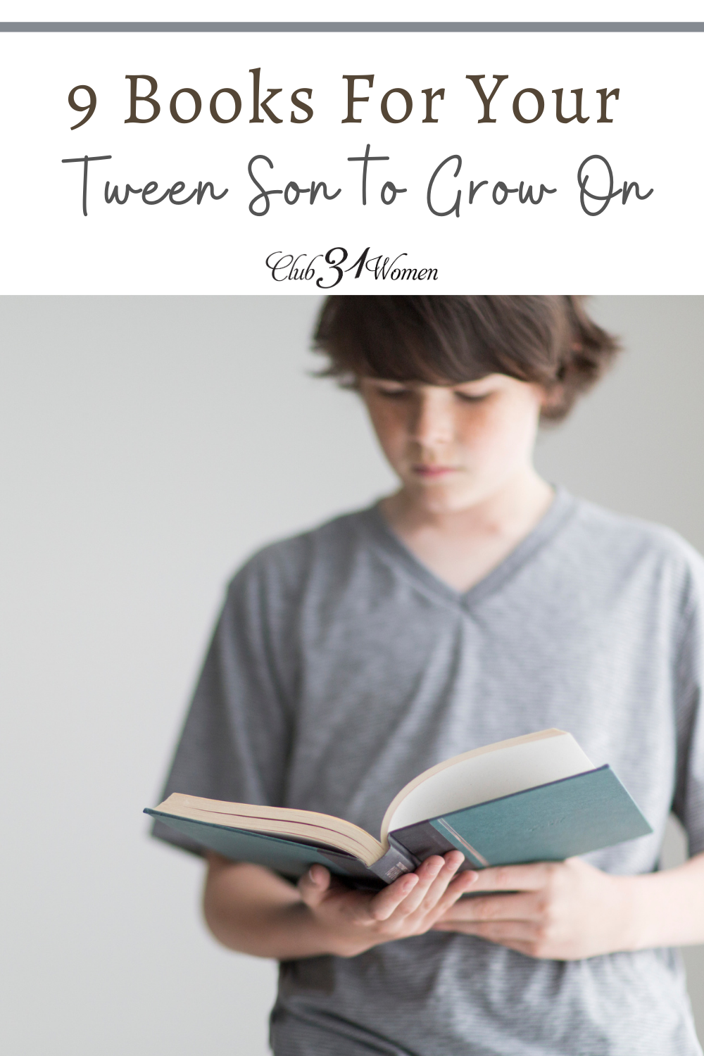 It can be so challenging to find excellent reading material for your tween boy. But here is a fabulous list of extraordinary books to get you started! via @Club31Women