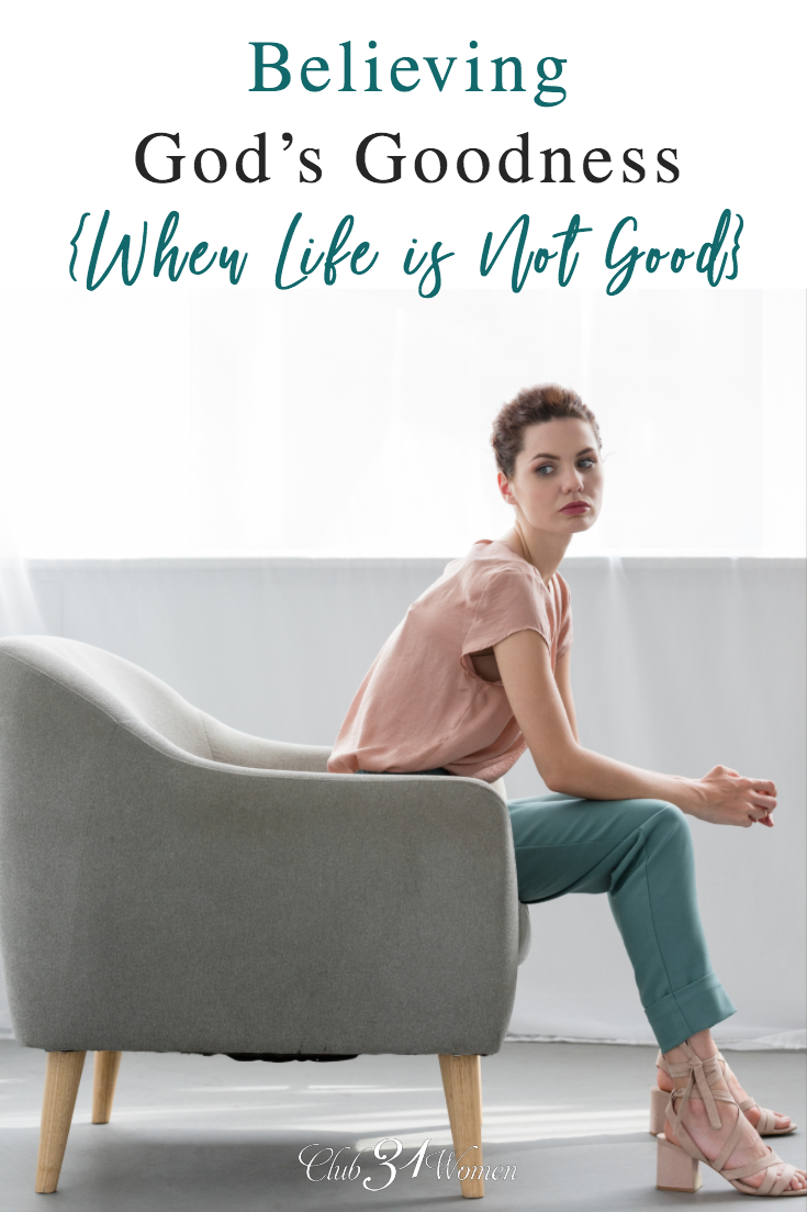 Do you believe God's goodness for your life? Even when--especially when--things are not going well in your life? How can we walk through God's plan for us? via @Club31Women