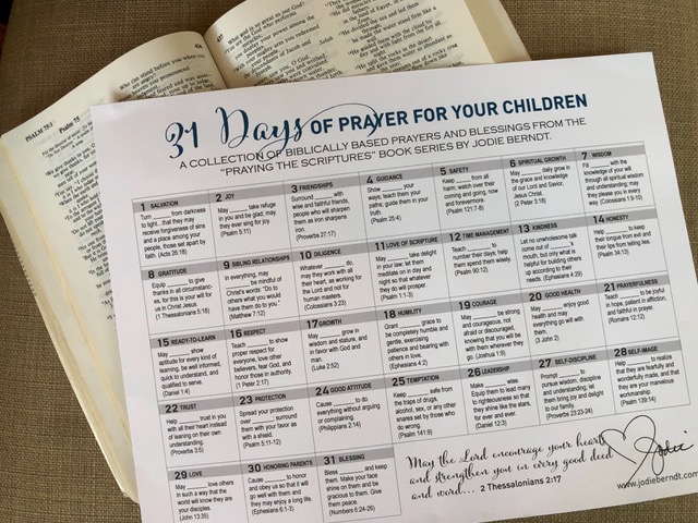Prayer Calendar for Children